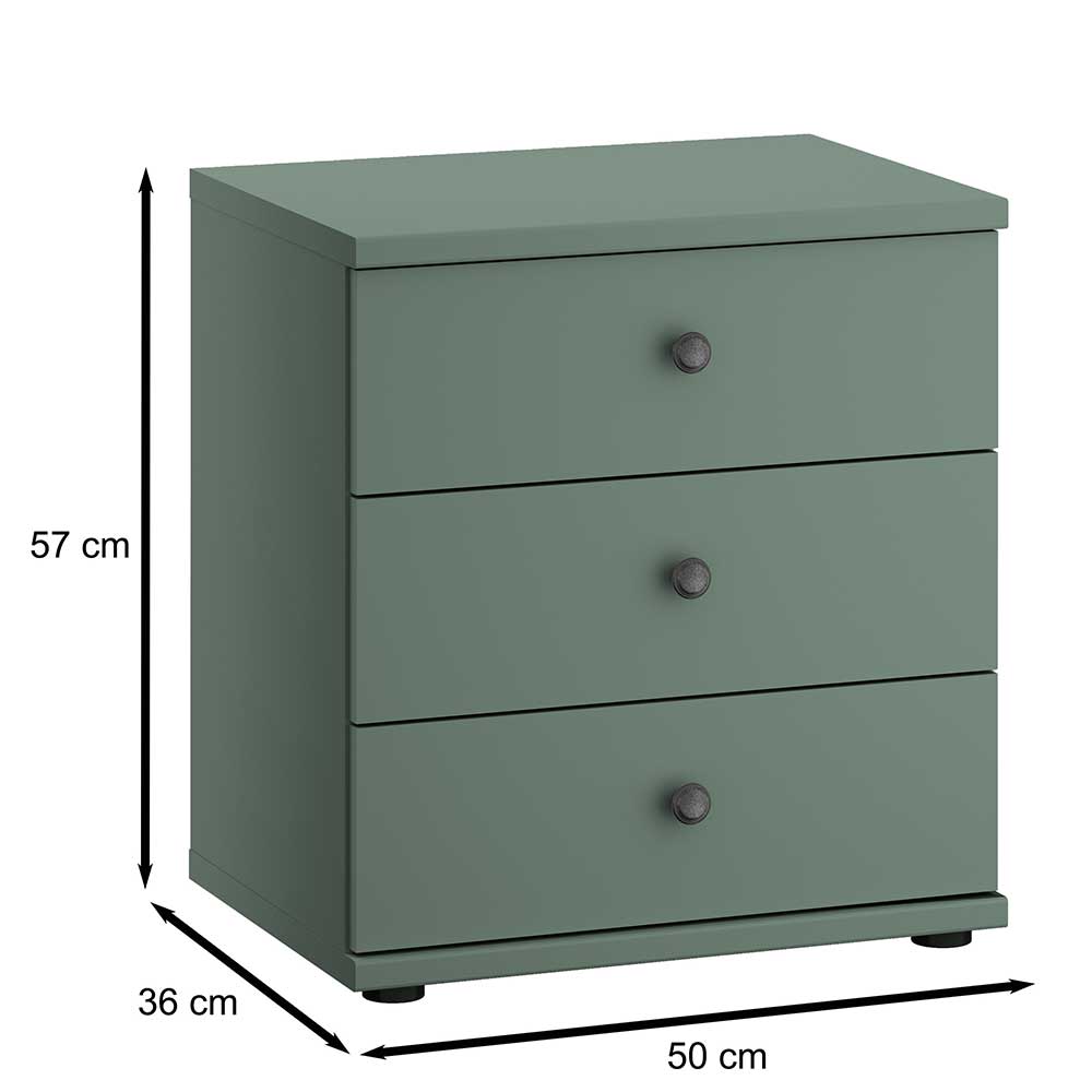 50x57x36 Nachtkommode in Graugrün - Rajavo