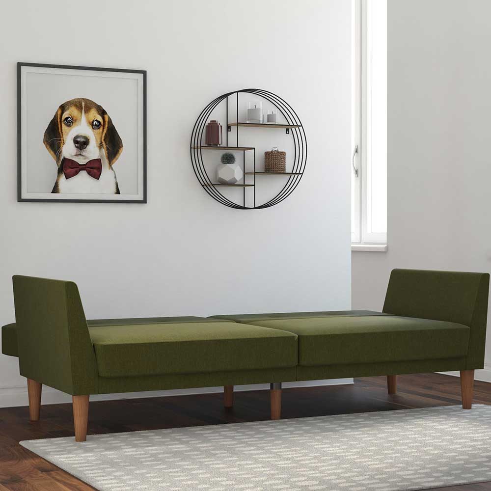 Sofa mit Bettfunktion in Oliv Grün - Limkel