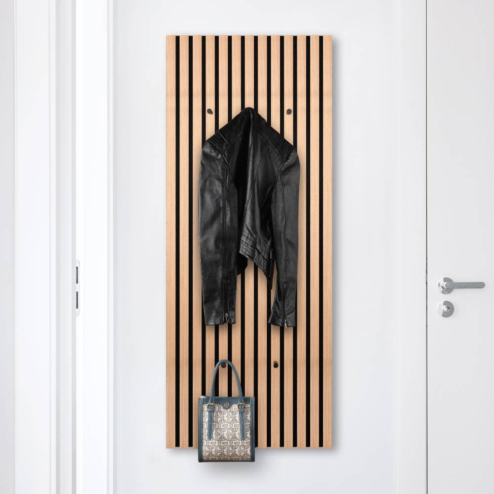 Akustikpaneel Garderobe in Schwarz und Eiche Natur - Samy