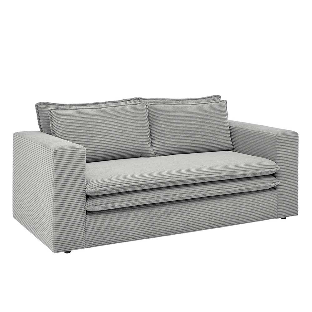 Hellgraue Breitcord 2-Sitzer Couch für gemütliche Stunden im modernen Wohnzimmer – Tessina