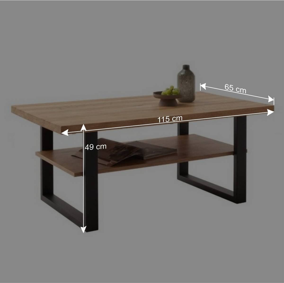 Industrial Couchtisch mit Zusatzablage - Scarlett