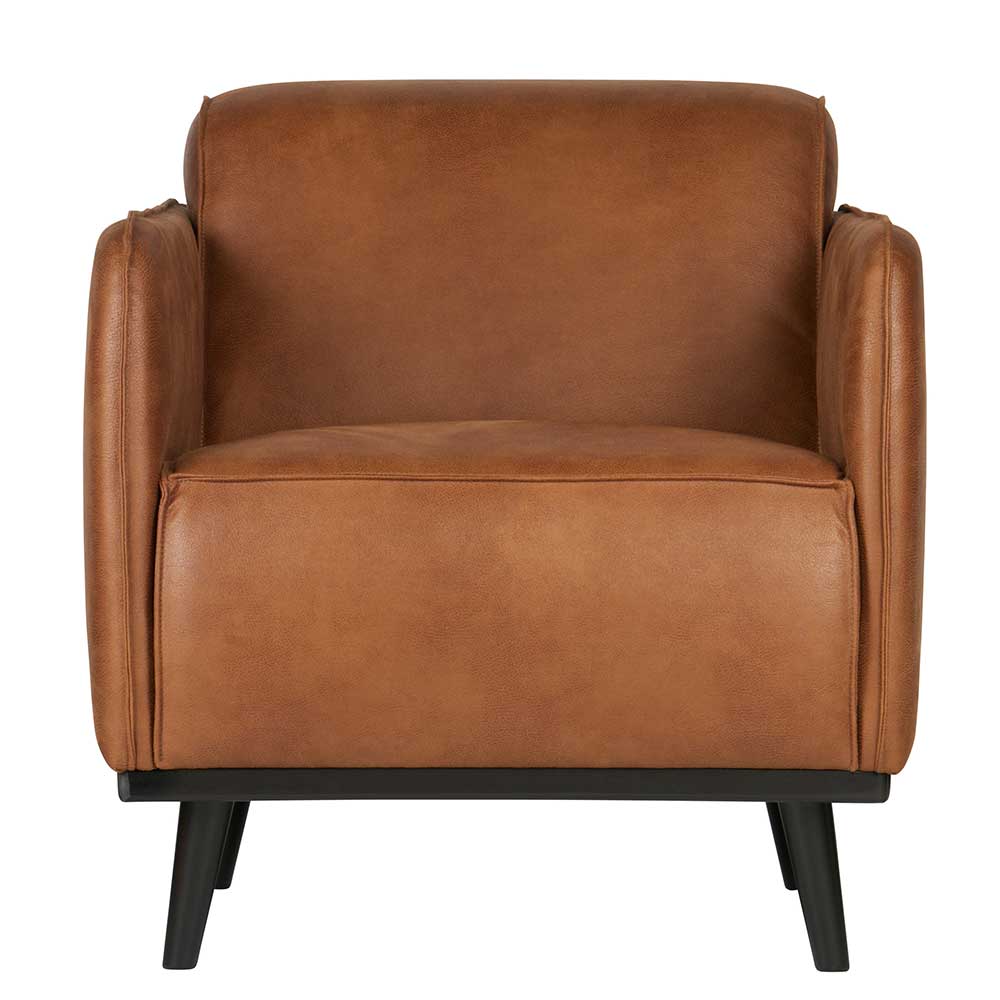 Federkern Komfortsessel mit Leder Cognac - Balance