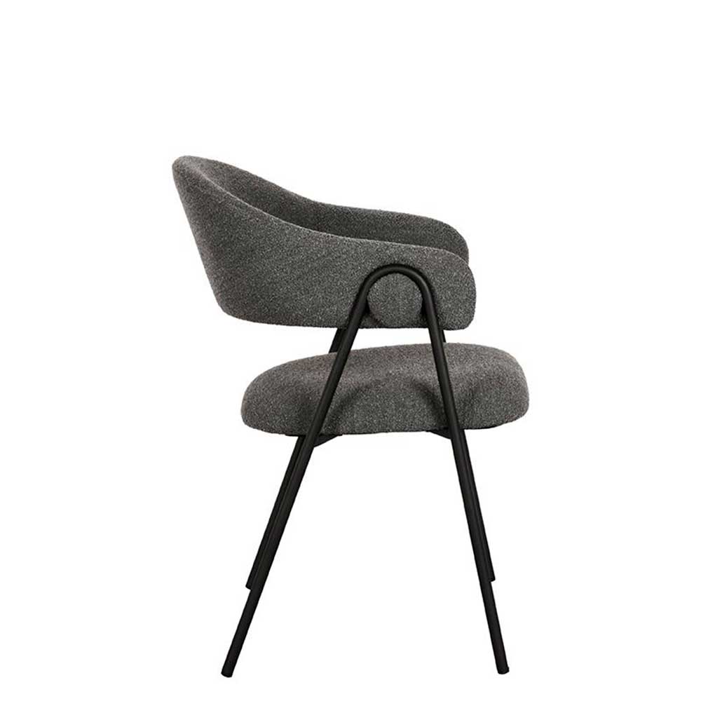 Stühle aus Boucle Stoff in Grau - Dundrum (2er Set)