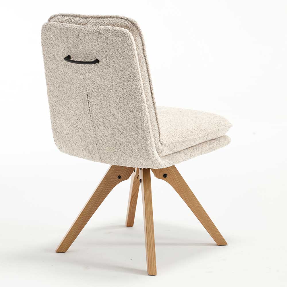Boucle Stuhl mit Holz Drehgestell - Beluah (2er Set)