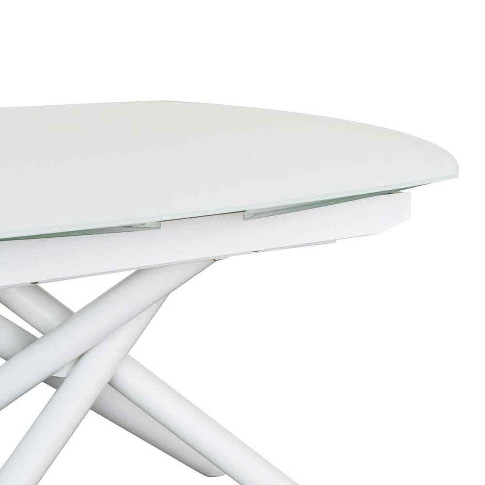 Weißer Tisch mit Auszug & Glasplatte - Viviann
