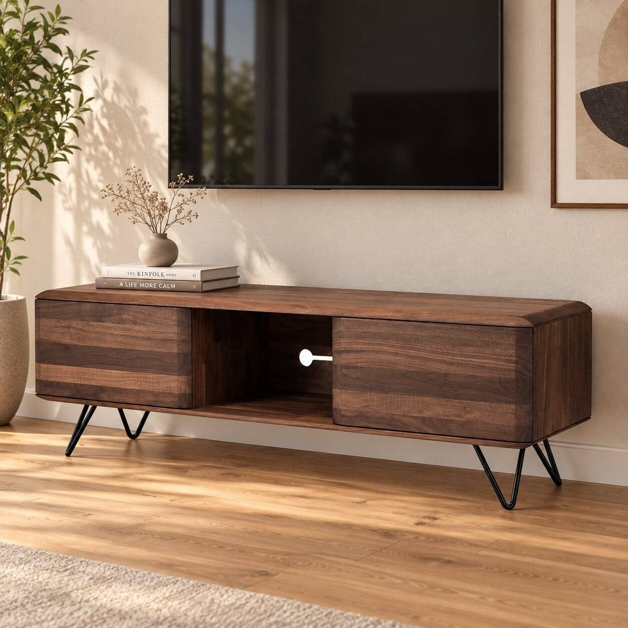 Nussbaum TV Schrank mit Metallbeinen - Rivossa