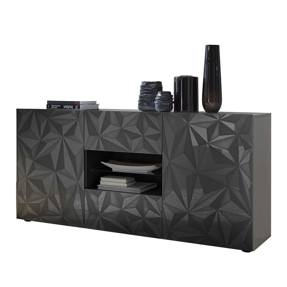 Dunkelgraues Design-Sideboard in Hochglanz lackiert - Kuriasna