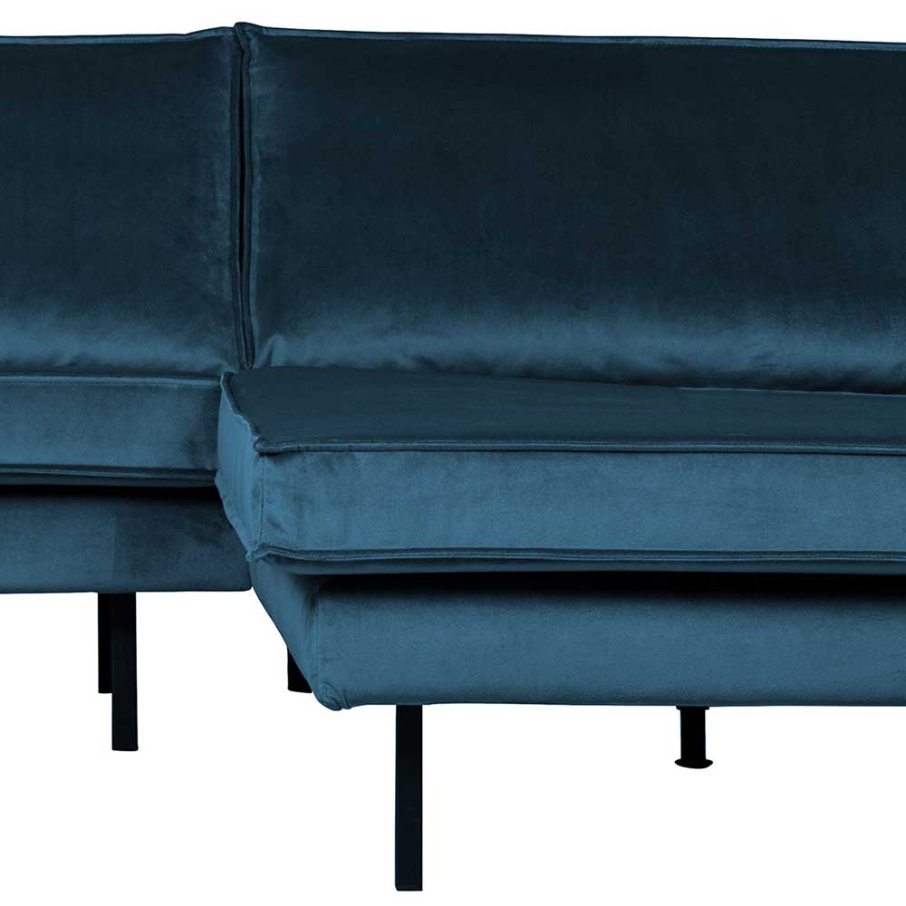 Wohnlandschaft L Sofa in Blau Samt - Cumagon