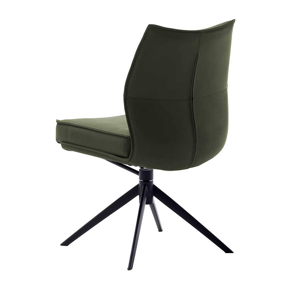 Federkern Lederstühle in Oliv Grün - Synfrunia (2er Set)