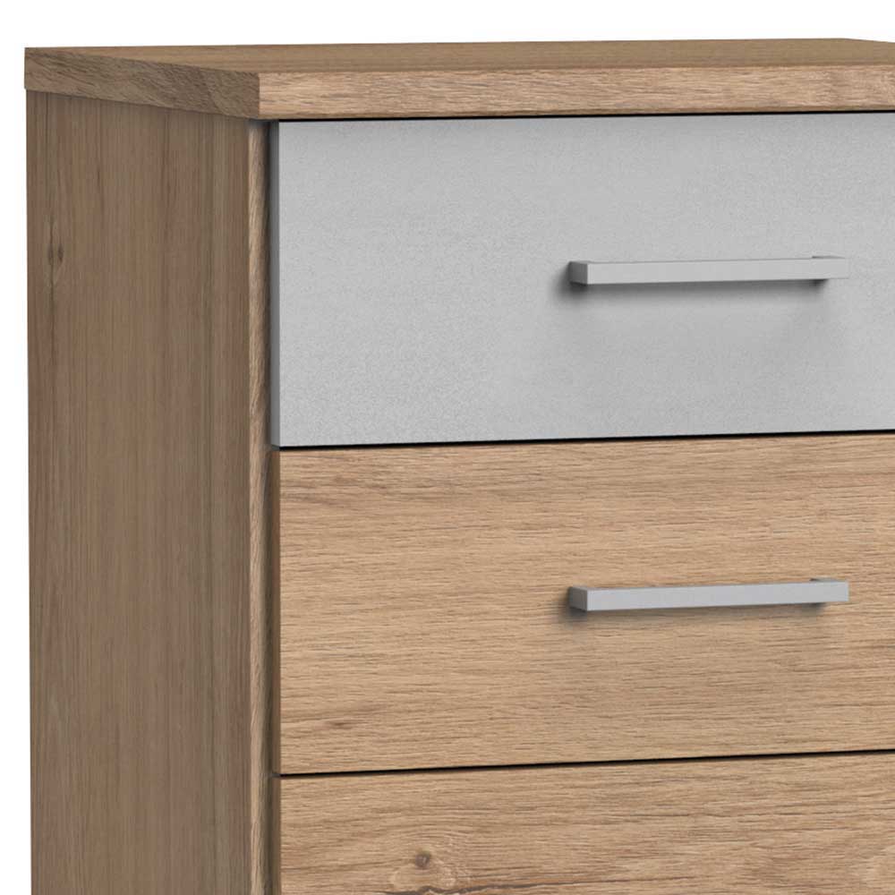 Hohe Kommode in Eiche & heller Beton Optik - Anca