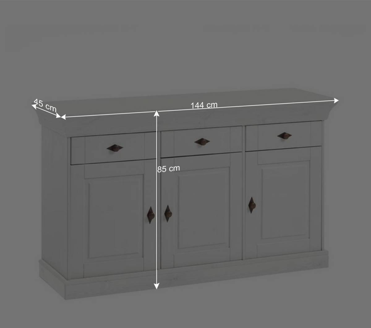Landhaus Sideboard Cempino in Grau