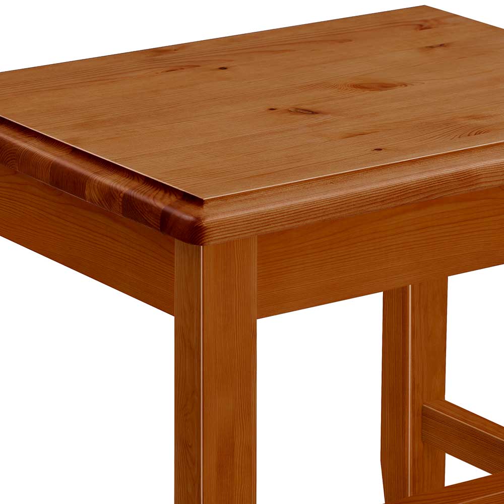 Bernsteinfarbene Kiefernholz Hockerplatte mit sichtbarer Holzmaserung und abgerundeter Kante – Racana