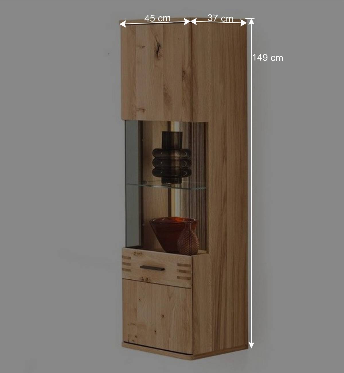 45x149x37 Wandvitrine in Eiche Bianco - Crupean