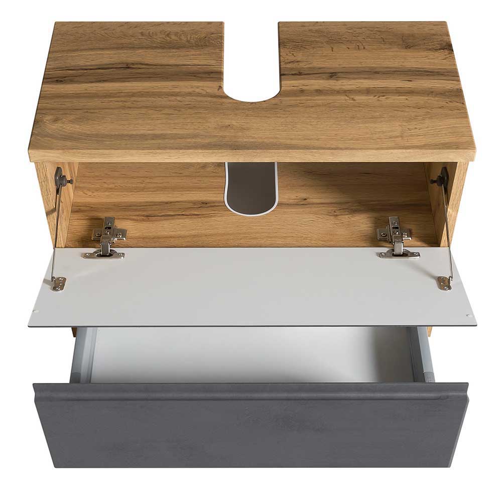 60cm Unterbeckenschrank in Grau & Wildeiche - Jambi