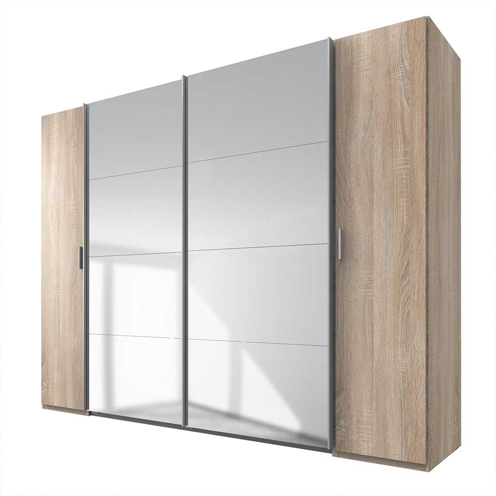 4-türiger Kleiderschrank mit Spiegel Schwebetüren - Metrona