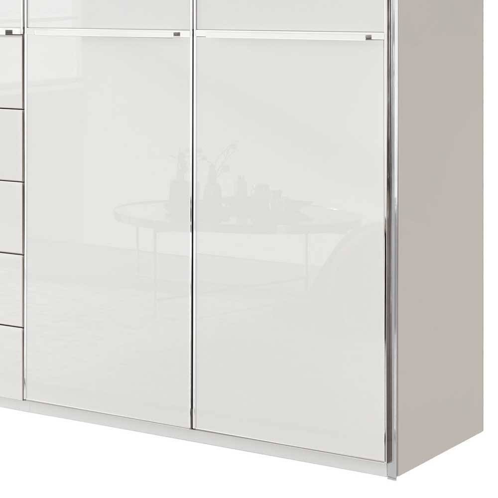 7-türiger Schlafzimmerschrank in Weiß Glasfront - Rocca