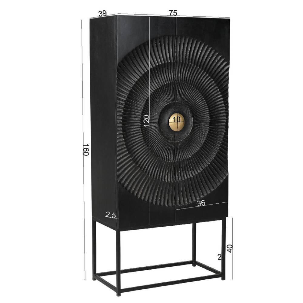 Design Highboard in Schwarz und Gold - Oglio