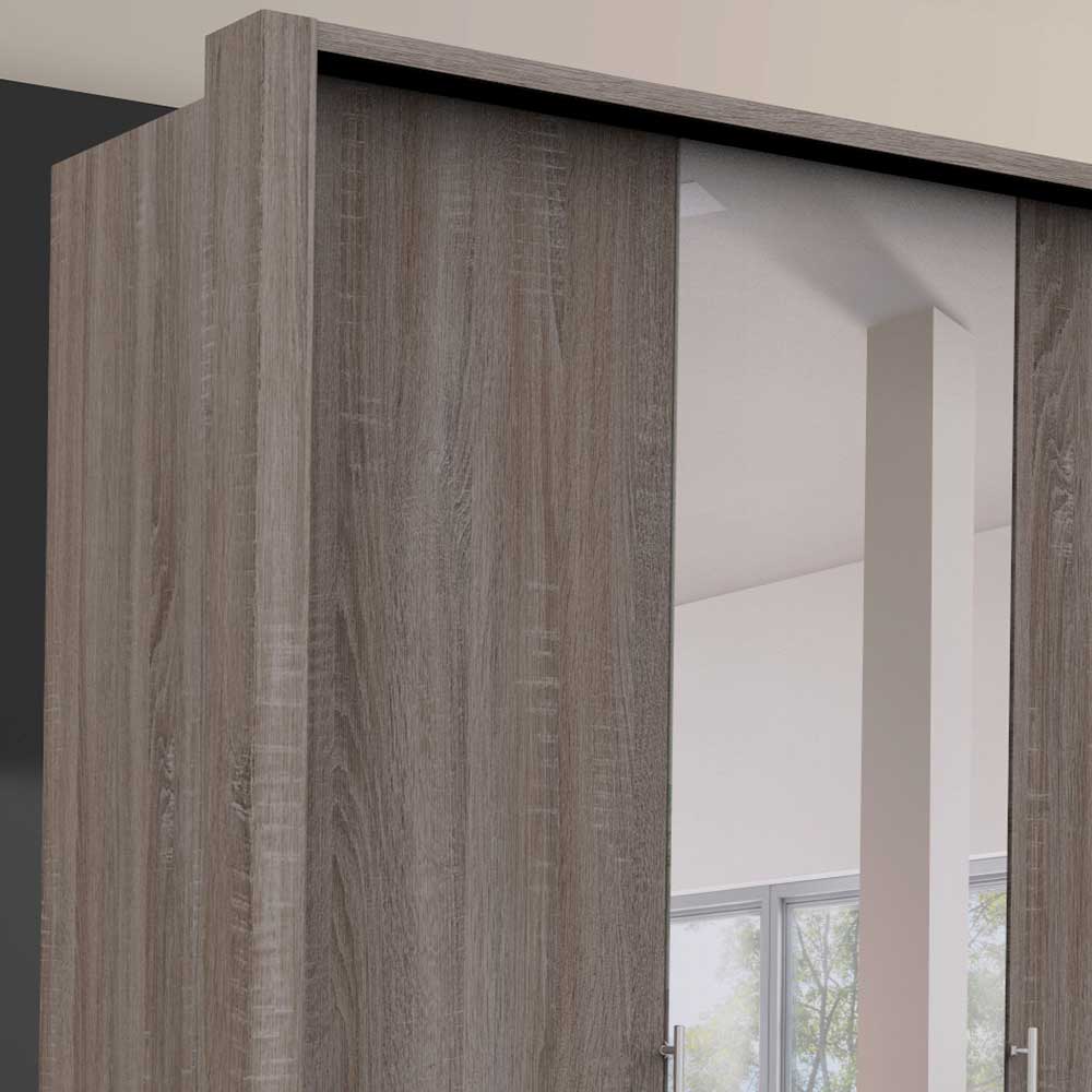 Kleiderschrank mit Spiegel & Metallgriffen - Crenba