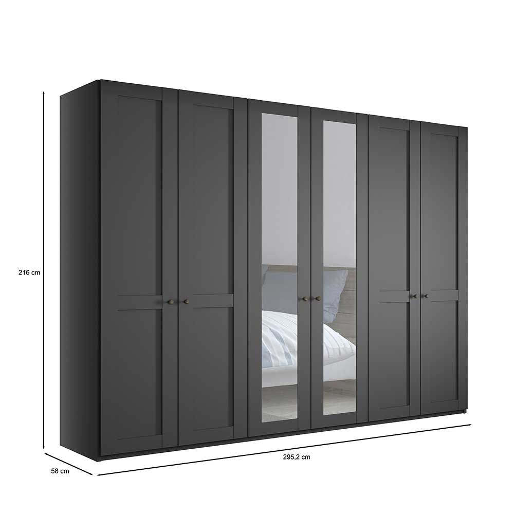 Dunkelgrauer Kleiderschrank 6-türig - Mataram I