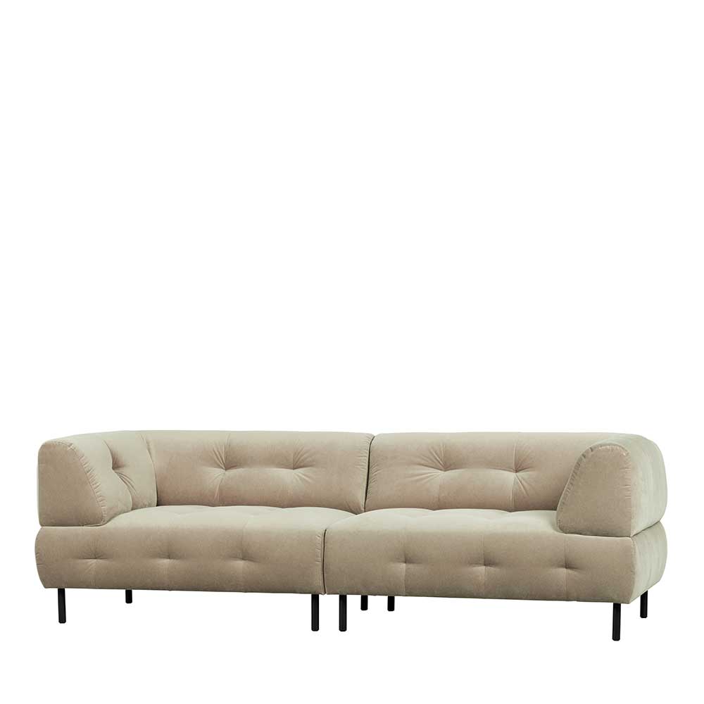 Wohnzimmercouch in Cremefarben Samt - Carry