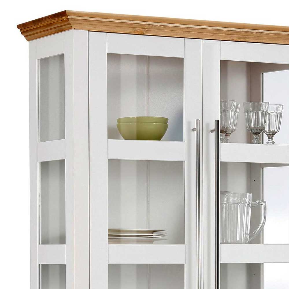 Vitrinenschrank in Weiß mit Honig - Eyzaco
