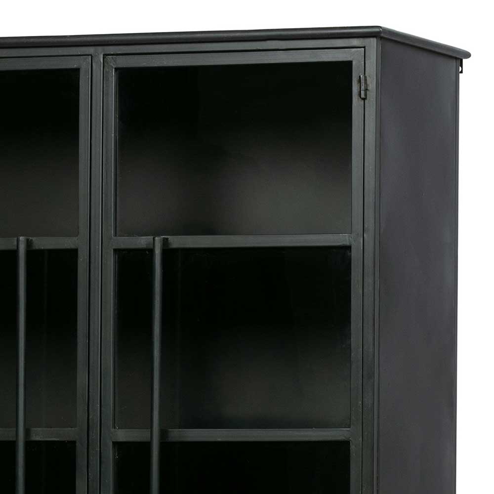 2-türige Metall Vitrine in Schwarz - Ponnya