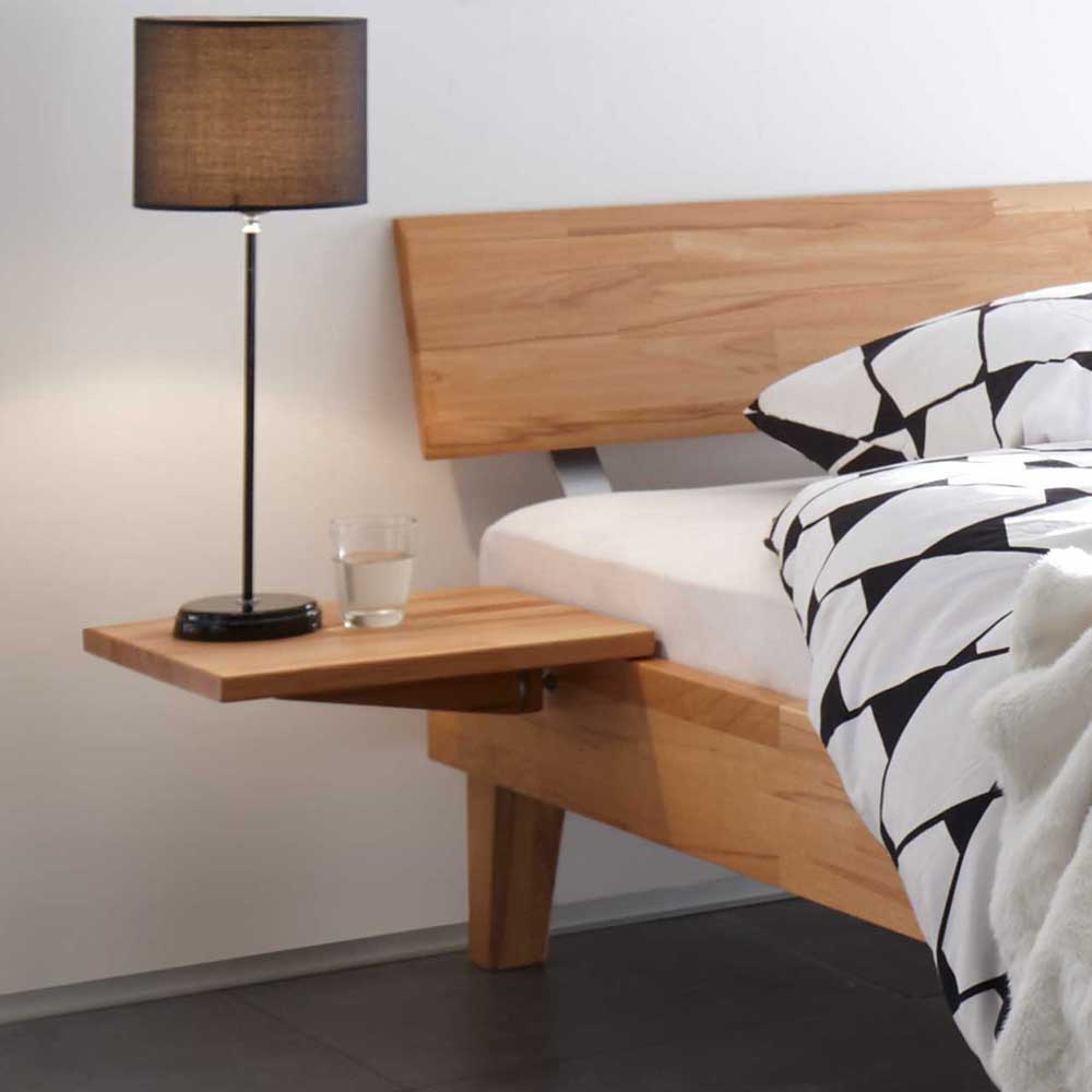 Echtholz Bett mit Hänge-Nachttischen - Vanesto (dreiteilig)