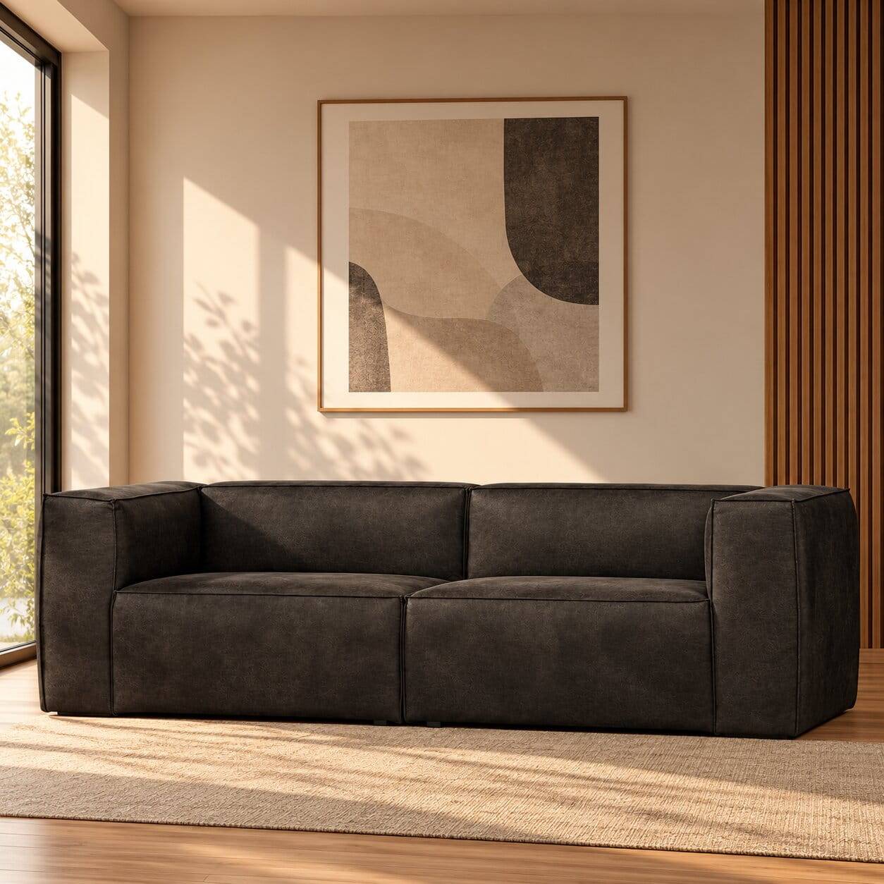 246cm breites 3-Sitzer Sofa in Schwarz - Haenja