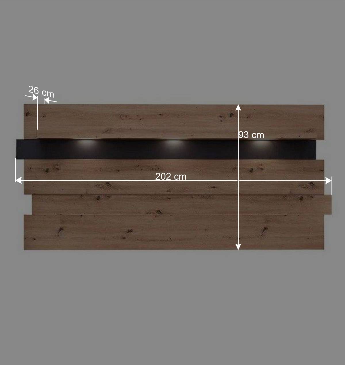 Wandpaneel mit Ablage & LED Beleuchtung - Kuetra