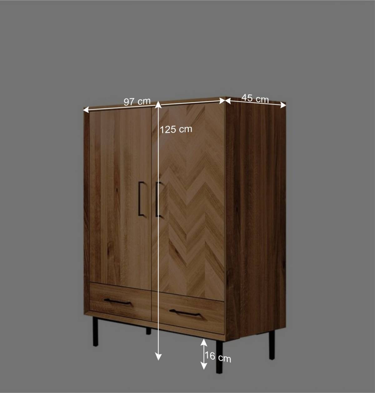 97x125x45 Skandi Highboard aus Wildeiche - Kerfa