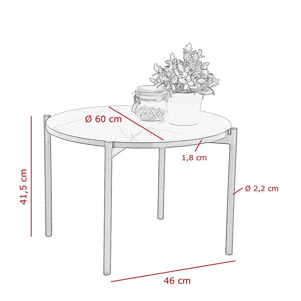 Runder Couchtisch in Marmor-Optik - Ronny
