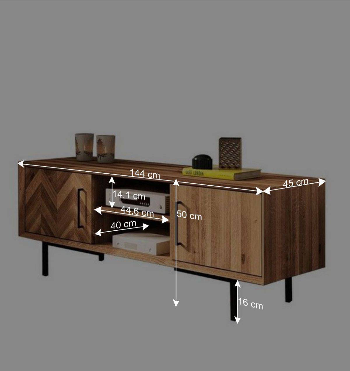 Skandi Unterschrank für den Fernseher 144x50x45 cm - Kerfa