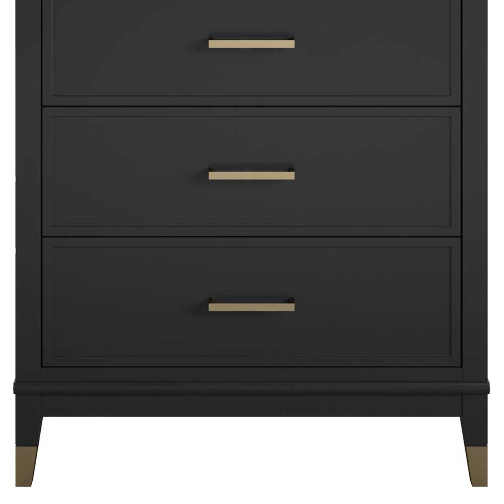 76x106x51 Hochkommode in Schwarz und Gold - Lorenca