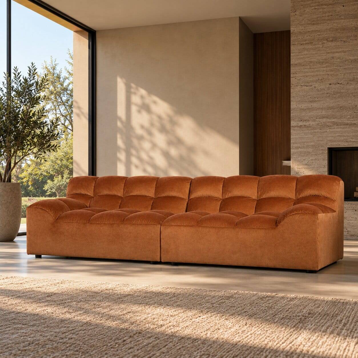 Samt Designcouch in Terracotta - Gracey
