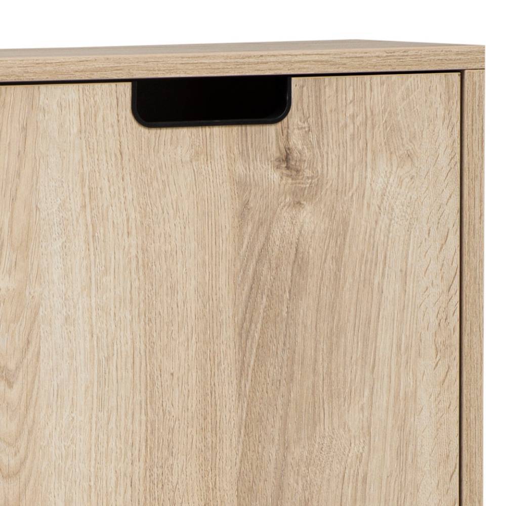Dielen-Highboard Tür in Weißeiche Holzoptik mit schwarzem eingelassenem Griff – Danascov
