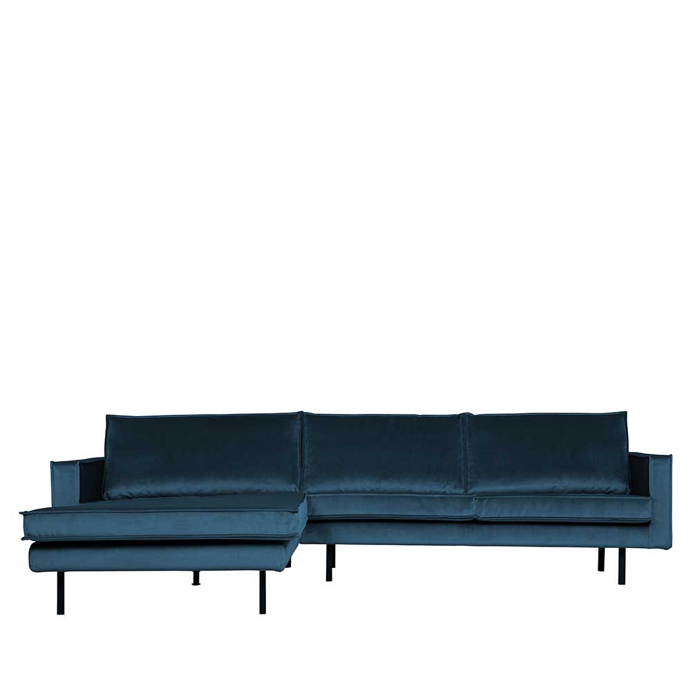 Wohnlandschaft L Sofa in Blau Samt - Cumagon