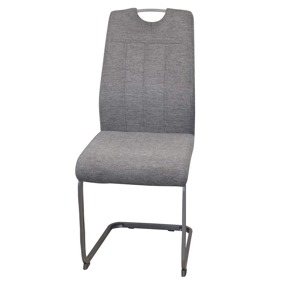 Grauer Freischwinger Stuhl mit gepolsterter Sitzfläche und Rückenlehne – Glade