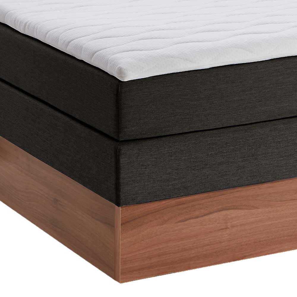 Boxbett mit Stauraum in Anthrazit & Walnuss - Pitta