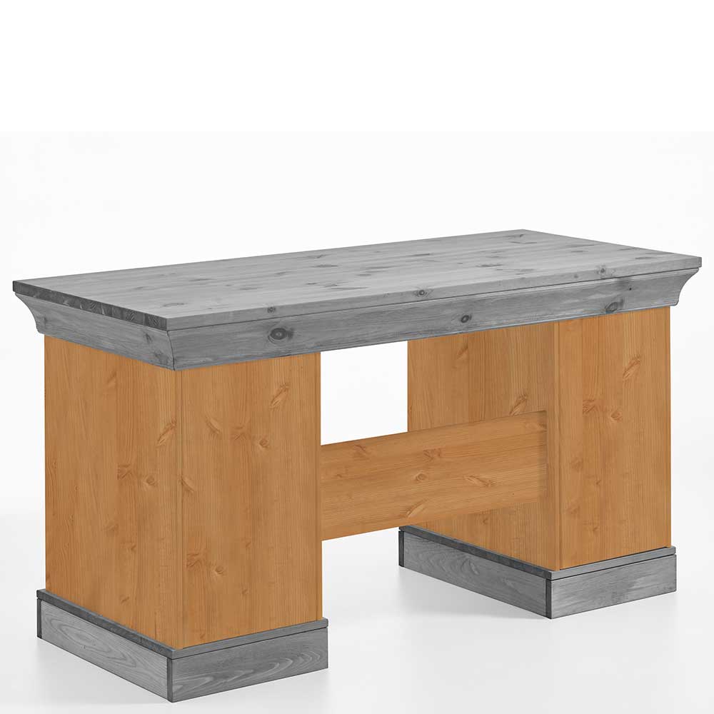144x66 Landhaus Holz-Schreibtisch zweifarbig - Eshelas