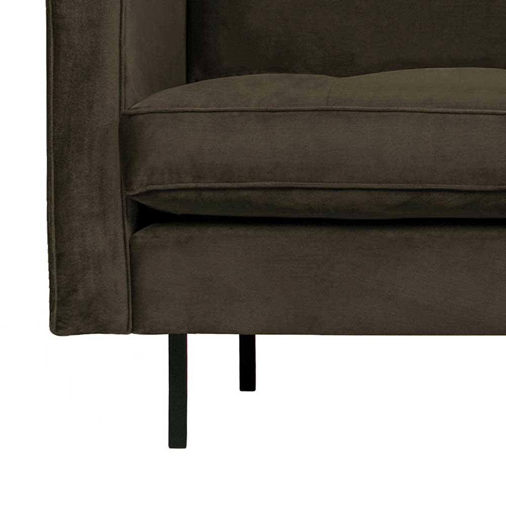 Retro Wohnzimmercouch in dunklem Grün & Schwarz - Sumatria