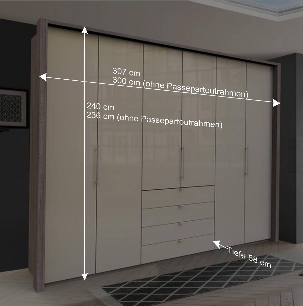 Schlafzimmer Kleiderschrank mit 3 Gleittüren - Matyas