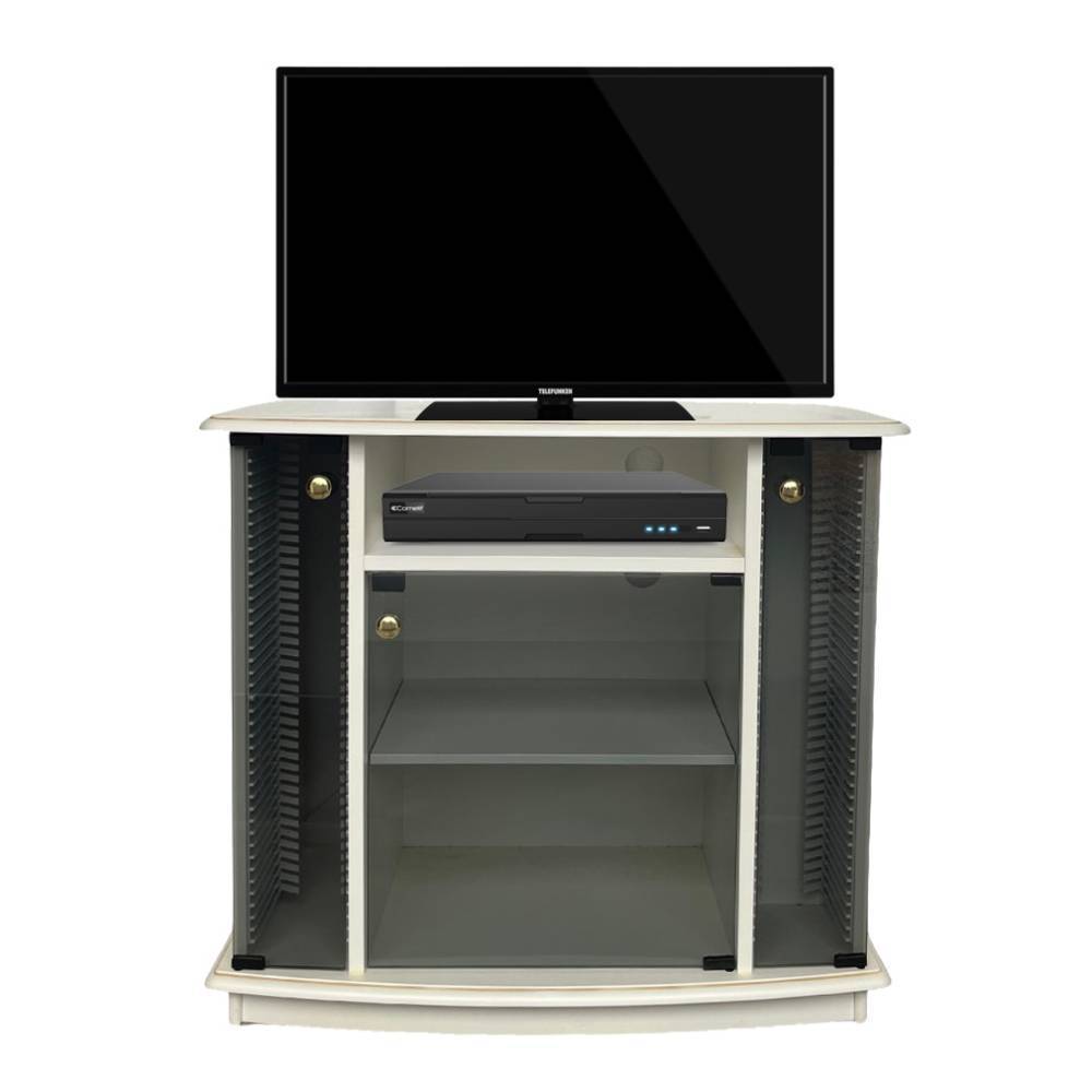 Phonoschrank als TV-Möbel mit Fernseher und Mediengerät auf und in den Ablagefächern – Kopenhagen
