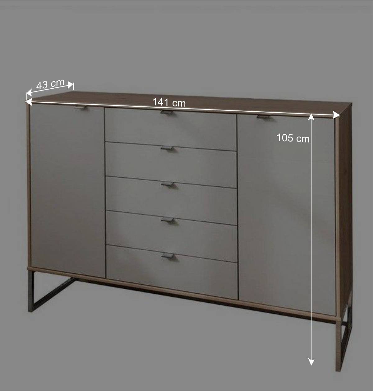 141x105x43 Sideboard in Beige Glas - Crascanu