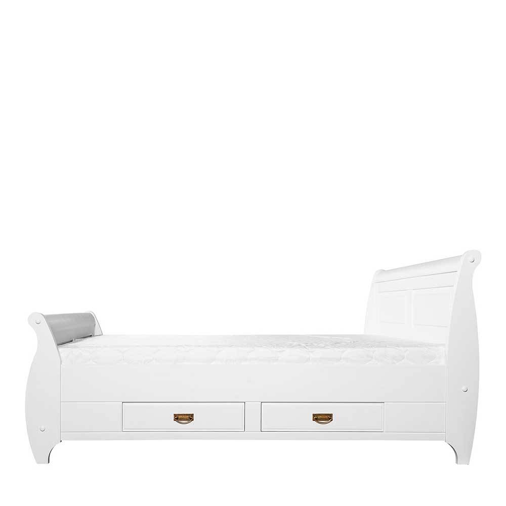 Weißes Landhausbett mit Schubladen - Presto