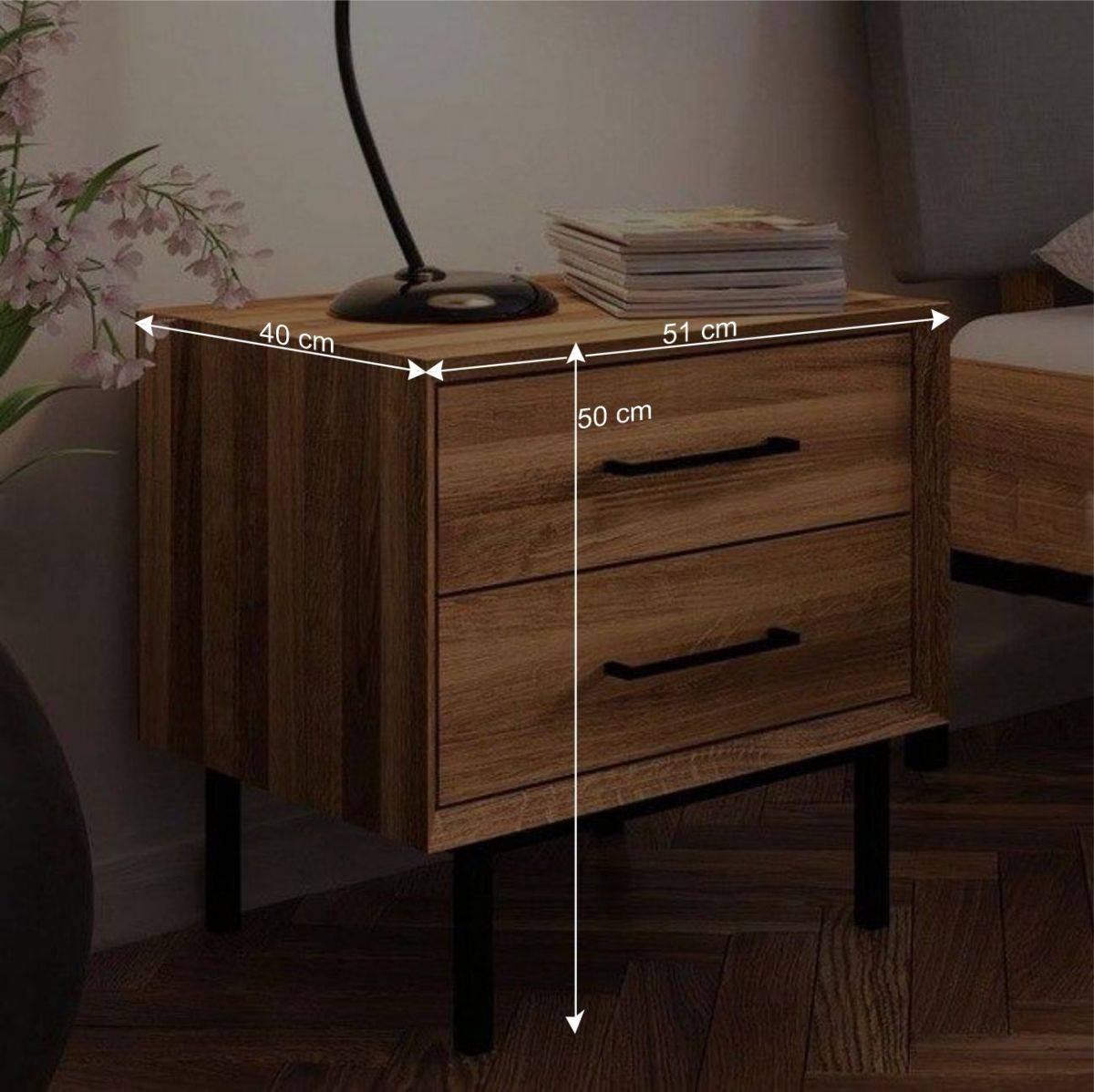 Wildeiche Bett mit Fischgrät Design Kopfteil - Kerfa