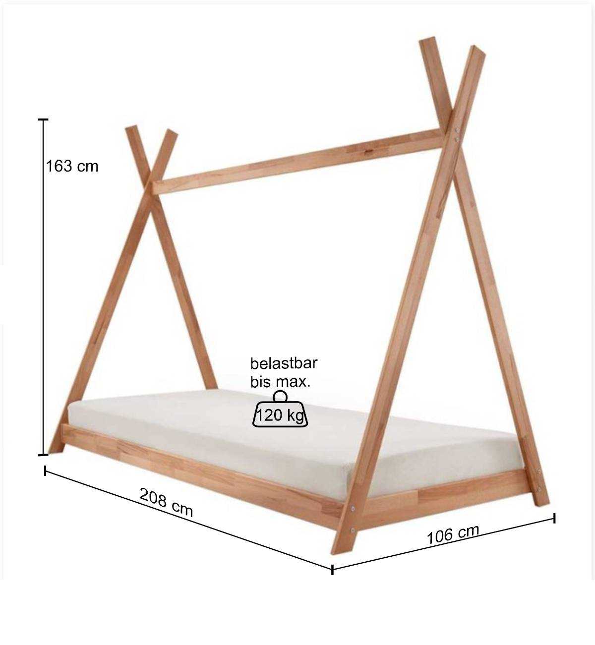 90x200 Zeltbett bodentief - Rene
