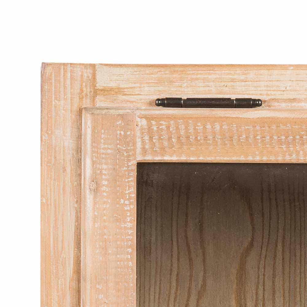 Helles Pinie Massivholz Hängeschrank Türdetail mit rustikalem Scharnier und Used-Look – Ashvills