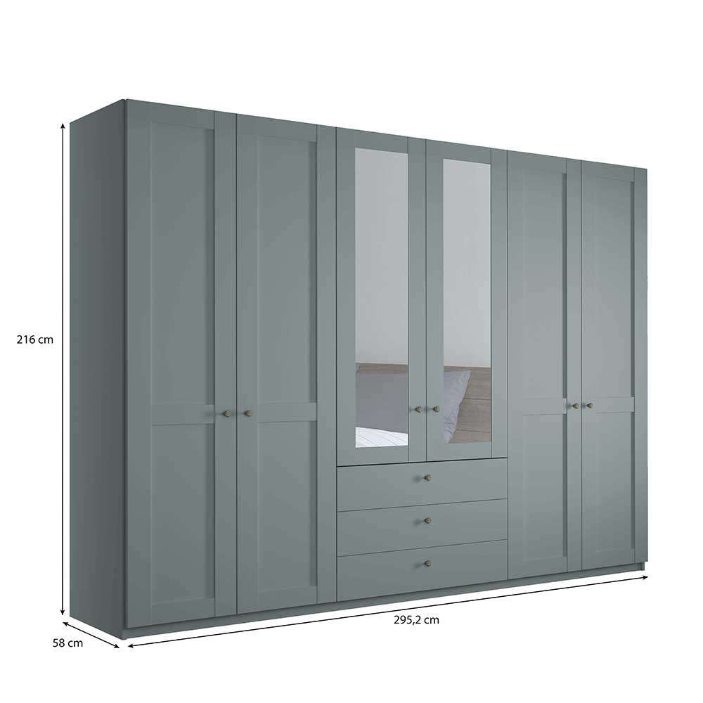 Großer Kombi-Kleiderschrank in Graugrün - Rajavo