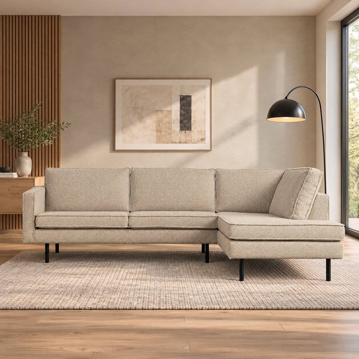 Wohnzimmer Ecksofa in Beige Boucle - Glamoure