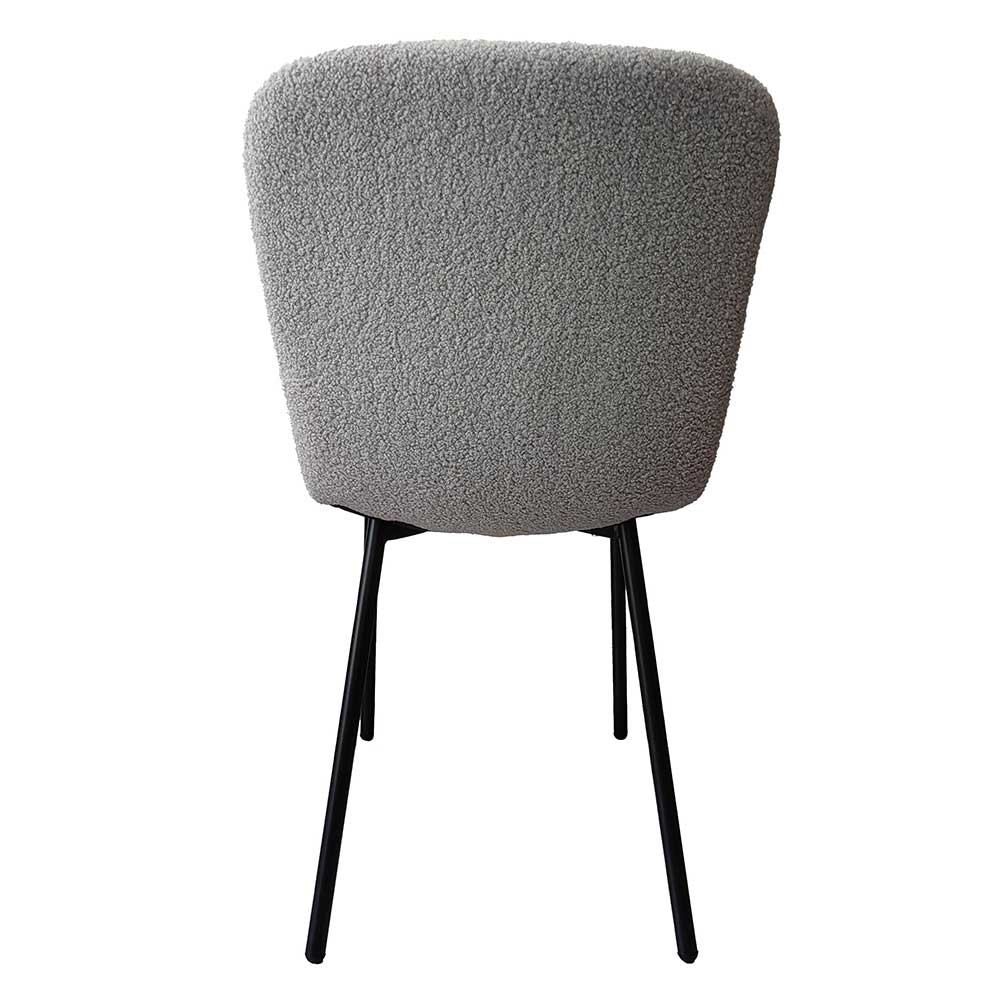 Hellgrauer Schalenstuhl mit Boucle Bezug - Seanno (4er Set)